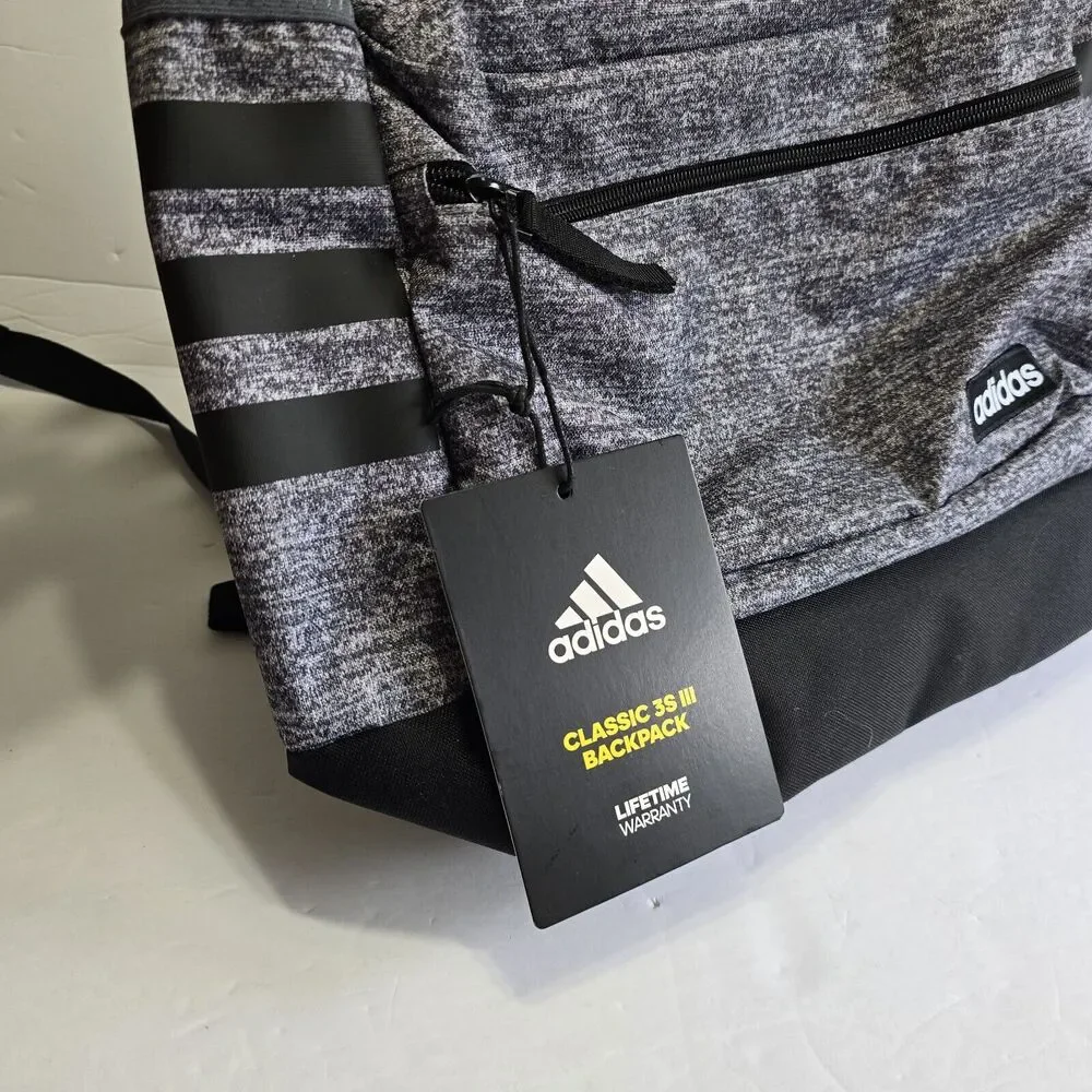 Adidas Classic 3S III Backpack, Jersey Hats Onix/Black V3, 15.4” Laptop Storage